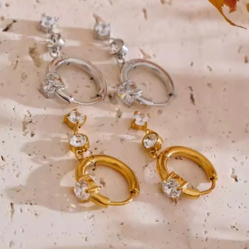 Elegant Gold Hoop Earrings with Crystal Accents